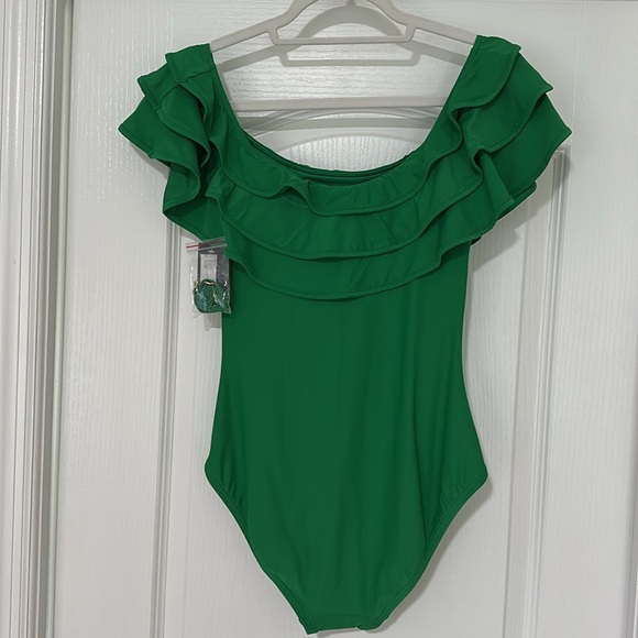 Kate Spade Green Ruffled bathing suit - Picture 3 of 5